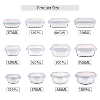 Vente flash : 4 boîtes à lunch en verre borosilicate de différentes tailles avec couvercle hermétique, compatibles micro-ondes, récipients de stockage alimentaire pour la cuisine