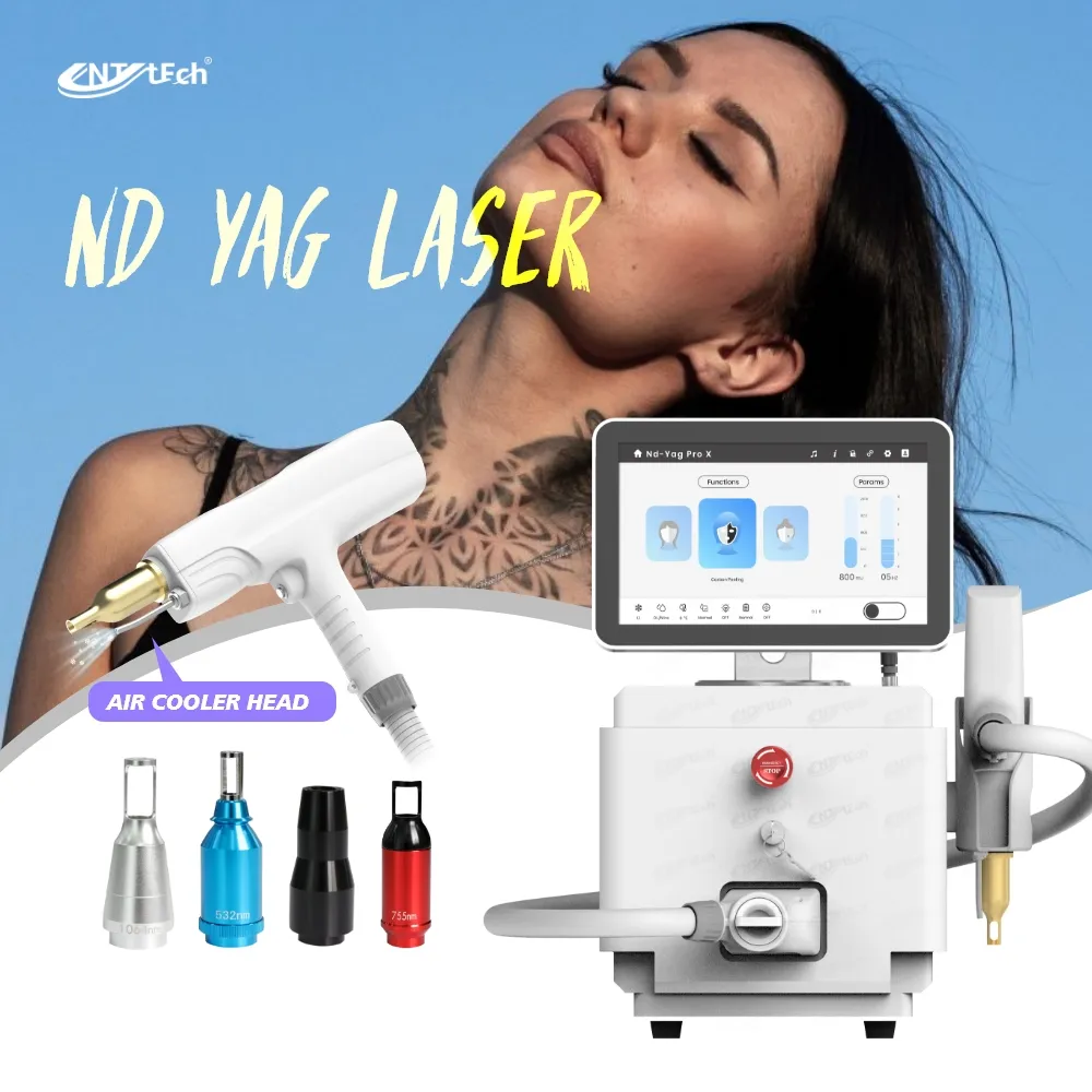 Esthetische Geneeskunde Q Switch Nd Yag Laser Tattoo Verwijdering Machine Met 1064nm 532nm Laser Luchtkoeler Hoofd