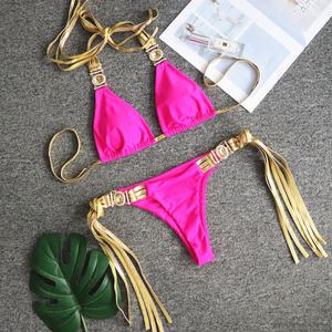 Nouveau design, bikini deux pièces à double couche pour femme, effet push-up, avec fonction séchage rapide, string à nouer sur le côté, personnalisable - Product Image 1