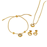 Ensemble de bijoux personnalisés en acier inoxydable 316 et or 18 carats, cadeau d'amour pour la Saint-Valentin, collier, bracelet et boucles d'oreilles en forme de cœur en coquille blanche