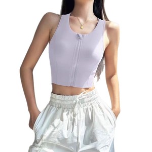 Sujetador deportivo de alta intensidad con almohadillas en el pecho, cremallera frontal, a prueba de golpes, para correr, fitness, yoga, top sin mangas para <span class=keywords><strong>mujer</strong></span>, sujetador deportivo para gimnasio y entrenamiento. - Product Image 5