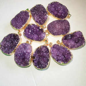 A064 luxyr nouveau <span class=keywords><strong>collier</strong></span> en pierre druzy drusy, chaîne plaquée <span class=keywords><strong>or</strong></span>, pendentif en cristal, <span class=keywords><strong>collier</strong></span> de pierres précieuses pour femmes et hommes - Product Image 5