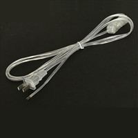 Cordon d'alimentation transparent avec interrupteur 304, câble de connexion bicolore de 1,8 m pour lampe de table et appareils électroménagers, idéal pour les luminaires LED