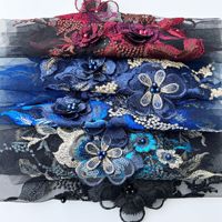 3 d fleur Polyester Chimique Broderie perlée Tulle Dentelle Applique paillettes lourdes patchs Pour Robe de mariée