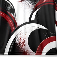 T-shirt à manches longues 3D AOP 100% Polyester Popeline Sublimation Séchage rapide Col rond Cercles rouges Streetwear Automne Vente en gros