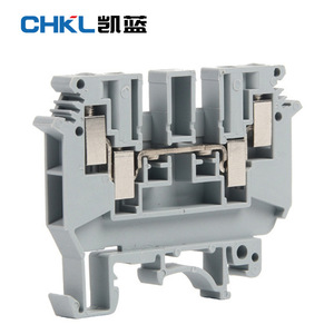 บล็อกขั้วต่อแบบติดราง CHKL UDK4 ขนาด 4 ตร.มม. แบบสองทางเข้าออก สำหรับการเดินสายไฟฟ้า - Product Image 1