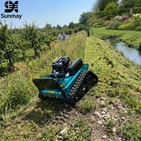 Tondeuse à fléaux industrielle sans fil télécommandée sur chenilles, moteur essence 4 temps 9 CV, pour jardin, ferme et terrains agricoles