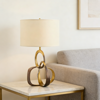 Lampe de table LED en métal avec abat-jour en tissu nordique, style rétro américain, idéale pour chambre à coucher, salon ou chevet d'hôtel