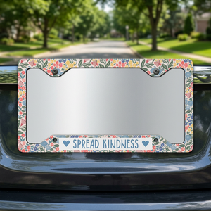 Moments Design Studio – Cadre de plaque d'immatriculation « Floral Spread Kindness » en aluminium, fibre de carbone et acier inoxydable, durable et élégant - Product Image 2