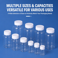 Bouteille en plastique de 30 ml et 50 ml, petite capsule ronde transparente, emballage individuel, bouteille à large ouverture, qualité alimentaire, pot en PET pour médicaments