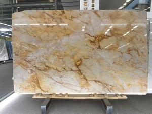Brazil Yellow Quartzite Slab Translucent Polished Crystal Gold Natural <strong>Stone</strong> for Interior Decor - Product Image 2