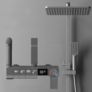Ensemble <span class=keywords><strong>de</strong></span> douche thermostatique en cuivre <span class=keywords><strong>gris</strong></span> pistolet affichage <span class=keywords><strong>de</strong></span> la température système <span class=keywords><strong>de</strong></span> douche cascade hôtel <span class=keywords><strong>salle</strong></span> <span class=keywords><strong>de</strong></span> <span class=keywords><strong>bain</strong></span> colonnes <span class=keywords><strong>de</strong></span> douche - Product Image 3