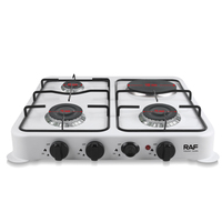Cuisinière de table hybride RAF R.8510 (3 gaz, 1 électrique) 1000W, plaque chauffante à chauffage uniforme, supports de casseroles émaillés pour une cuisson quotidienne flexible
