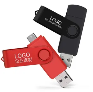 OTG 2 en 1 Usb Disk Stick Metal Swivel Usb Flash Drive Thumb Drives Memory Stick Jump Drive Memoria Storage Stick
