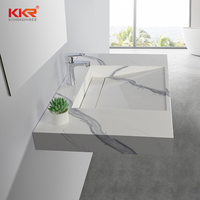 Vasque à Poser Murale en Marbre pour Meuble de Salle de Bain, Lavabo Toilette