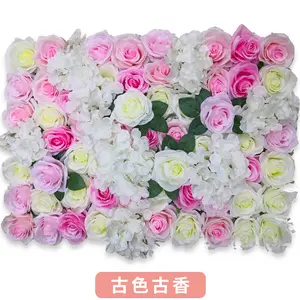 शादी चरण पृष्ठभूमि कपड़ा सजावट 3D रेशम कृत्रिम हाइड्रेंजिया गुलाब का फूल दीवार पृष्ठभूमि