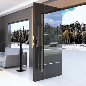 USA Style Extérieur Moderne Haute Brillant Noir Solide Métal Avant Aluminium Acier Inoxydable Pivot Portes D'entrée <span class=keywords><strong>Prix</strong></span> - Product Image 2