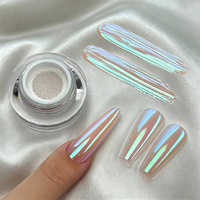 Poudre holographique chromée blanche effet coussin d'air, poudre néon métallique pour ongles, poudre magique effet miroir macaron, poudre scintillante aurore