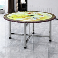 Table de salle à manger ronde moderne en acier inoxydable, détachable, 8, 10 ou 15 places, avec motifs colorés, pour jardin, restaurant, terrasse