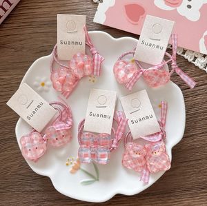 ยางรัดผมเด็กลายผีเสื้อลายตารางสีชมพูน่ารักใหม่ - Product Image 1