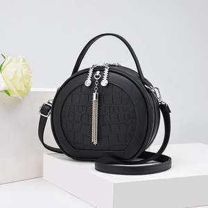 여름 돌 패턴 단색 작은 어깨 메신저 가방 패션 작은 라운드 가방 - Product Image 6