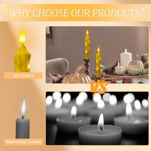 6.5 inch nguyên thủy thực sự sáp LED <span class=keywords><strong>Flameless</strong></span> Chân nến ngắn tay nhúng Pin hoạt động taper nến hẹn giờ từ xa nến - Product Image 6