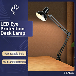 Metal Clamp‑On Desk <b>Lamp</b> Adjustable Arm <b>Table</b> Light Foldable Clip <b>Lamp</b> For Reading Working <b>Study</b> Office Home Desktop Lighting - Product Image 4