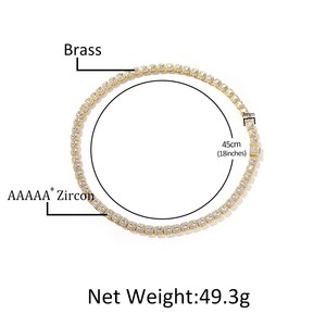 UWIN Collana Tennis Placcata Oro di Lusso, Bracciale Bling con Zirconi Baguette da 7MM, Collana Choker alla Moda, Gioielli Donna Uomo - Grande Successo - Product Image 6