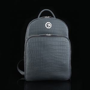 Sac à dos en cuir de crocodile pour homme, avec fermeture éclair, portable, résistant aux taches d'eau, aspect mat, haut de gamme, capacité 20-35L - Product Image 1