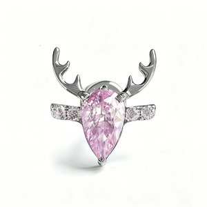 Boucles d'oreilles clous cerf en titane ASTM F136 avec zircon 5A taille poire, bijoux de Noël tendance, tête de remplacement pour clou de <span class=keywords><strong>langue</strong></span> et de lèvre - Product Image 2