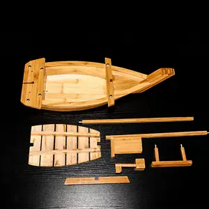 Newell dekoratif Woodens teşhir tepsisi küçük orta ve büyük bambu konteyner ahşap suşi tekne ambalaj için