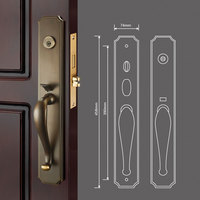 Classique noir rétro luxe antidérapant double traction tout cuivre entrée antivol chambre serrure de porte prix usine