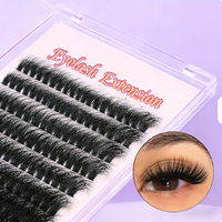 Juego de Extensiones de Pestañas de Visón Hechas a Mano, Segmentadas, con Efecto Tufted, Híbridas, de Volumen Ligero 3D-5D, 12 Filas, Personalizadas en Bandeja