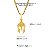 Mode Étanche Spartiate Charme Pendentif Collier PVD Plaqué Or En Acier Inoxydable 316L Spartiate Casque Pendentif Pour Hommes Bijoux