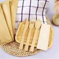 Ensemble de couverts jetables en bambou écologiques personnalisés pour la restauration, les fêtes et les plats à emporter