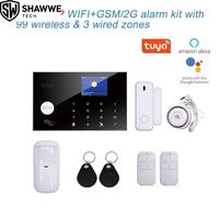 Système d'alarme intelligent WiFi 433Mhz 4G GSM, contrôle par application Tuya, surveillance 24/7, alarme incendie, capteur de mouvement PIR pour porte/fenêtre, rechargeable
