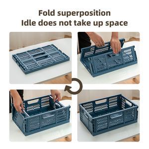 Nhà Máy đa chức năng kích thước nhỏ hộ gia đình lưu trữ Organizer bền máy tính để bàn nhựa lưu trữ gấp giỏ Crate - Product Image 6