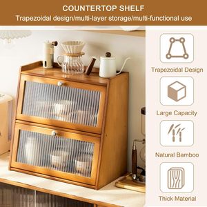 <b>Desktop</b> Storage Box, Cup Storage Display <b>Shelf</b>, Tableware Storage Cabinet - Product Image 2
