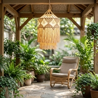 Lustre d'intérieur en bambou et rotin, lampe suspendue tressée à la main pour restaurant, abat-jour en bambou fait main, luminaires suspendus contemporains