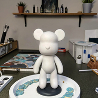 Sculpture d'animal en résine liquide, ours blanc embryonnaire, peint à la main, artisanat d'art fait main, décoration de la maison