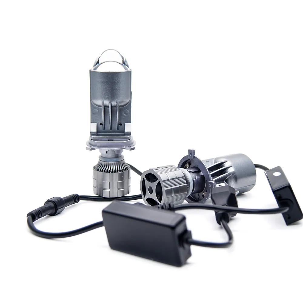 Dual Projector h4 mini led Lens Bulbs50W DC12-24V led headlight bulb h4 3 colour