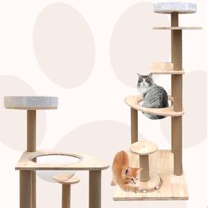 Fabrik verarbeitung Anpassung Hochwertige elegante Plüsch kätzchen Holzhäuser Kratz baum Turm Plattform Kratz baum - Product Image 2