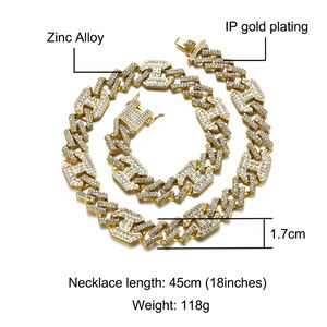 Collier à figurine cubaine 2 tons, chaîne en Zircon, or blanc 18k et 17mm, de haute qualité - Product Image 5