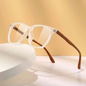 Gafas Ópticas Cuadradas con Patrón de Madera Retro 2025, Lentes Transparentes TR90, Gafas Anti Luz Azul para Hombre y Mujer - Product Image 1