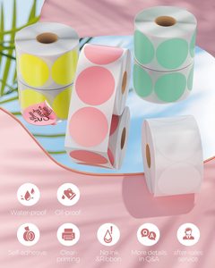 컬러 서클 열 스티커 라벨 자기 접착 라운드 직접 열 라벨 열 스티커 DIY 로고 디자인 이름 태그 - Product Image 2