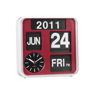 Horloge murale suspendue Art Déco 24 cm avec calendrier à feuillets, affichage heure/date/année, mouvement japonais, facile à lire, pour salon # A00AF650 - Product Image 5