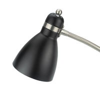 Lampe de table en métal noir pour la protection des yeux, abat-jour en forme de tambour, col de cygne flexible, alimentation CA, ampoule E26 (salon/chambre/lecture)