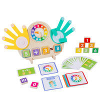 Horloge en bois Montessori pour enfants, jeu de comptage des doigts en forme de grenouille, jeu de société mathématique, aides pédagogiques éducatives, jouets cadeaux pour l'apprentissage des enfants