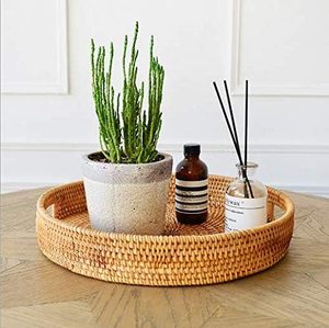 Rattan Serving <b>Tray</b> <b>Storage</b> Natural Wicker <b>Trays</b> Plate Rectangle Breakfast Tableware Spice Beverage Eco-Friendly Multifunction - Product Image 3