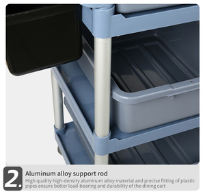 Chariot de service de nettoyage à 3 niveaux en plastique pour hôtel, restaurant, cuisine, <span class=keywords><strong>vaisselle</strong></span>, chariot de rangement mobile avec roues verrouillables - Product Image 4